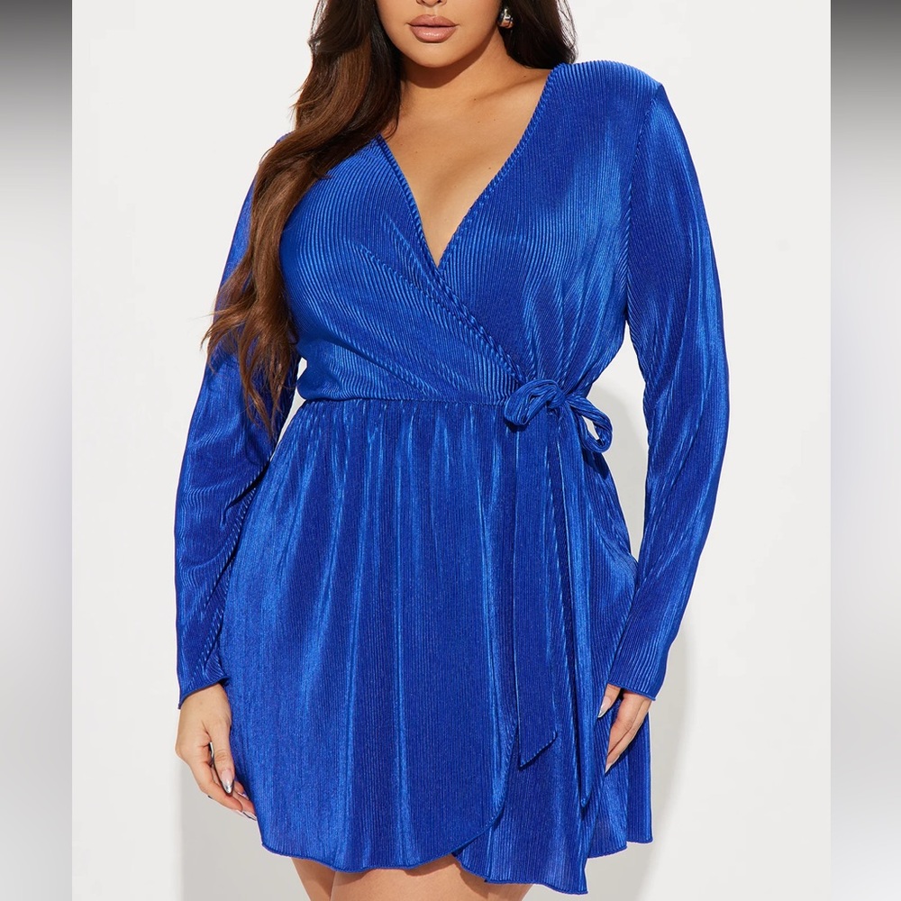 FashionNova Royal Blue Plisse Mini Dress